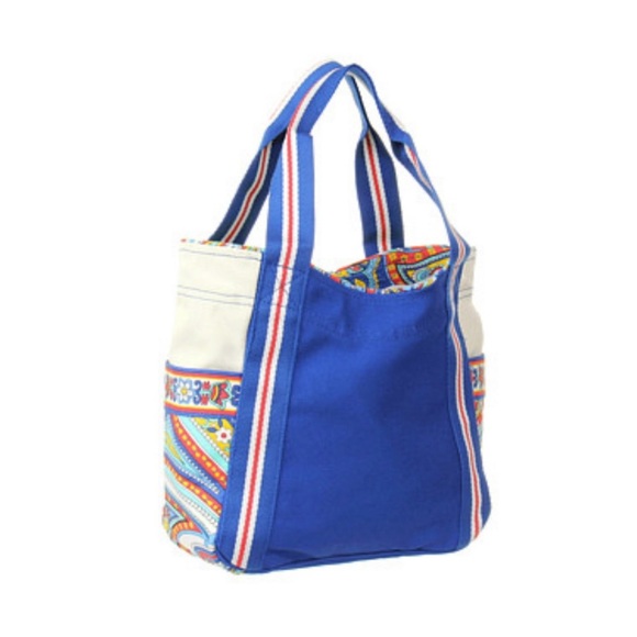 Vera Bradley Color-Block Small Canvas Tote Marina Paisley Print - Picture 1 of 12